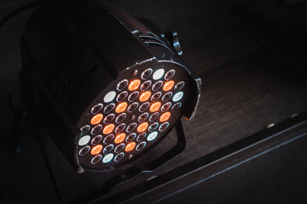 istock Concert light head close up view. Stage light in the dark. 1407671947