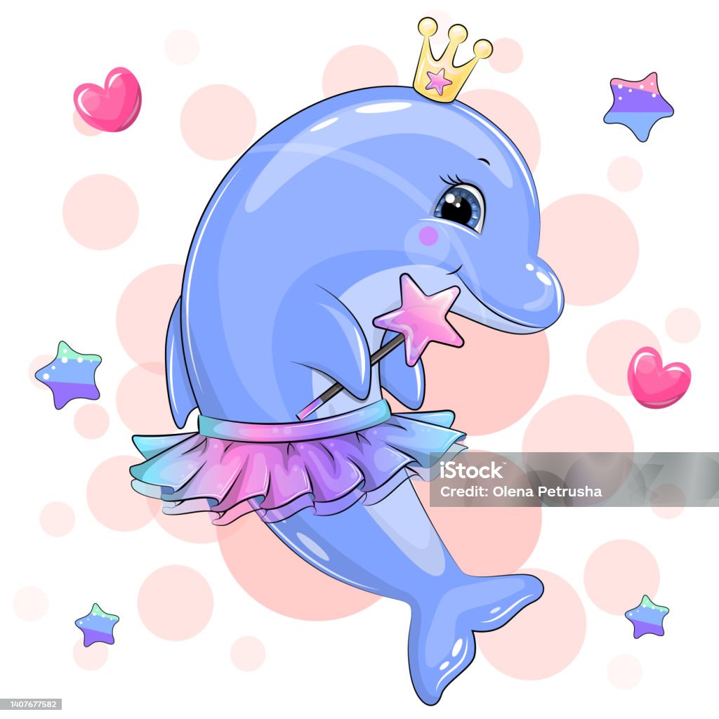 Một Con Cá Heo Hoạt Hình Dễ Thương Trong Chiếc Váy Cầu Vồng Dễ ...