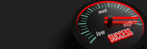 istock Success glowing Speedometer on high, closeup 1407679296