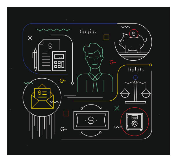 nowoczesna ilustracja projektowania księgowego. - finance data analyzing investment stock illustrations