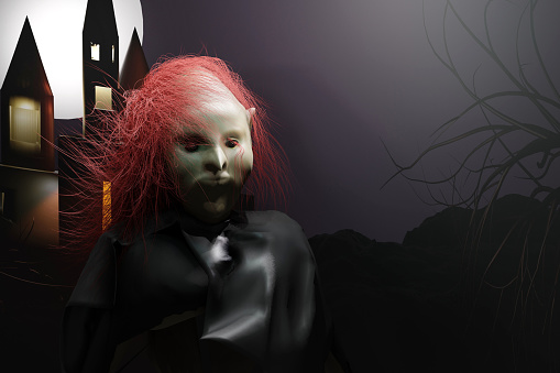Halloween witch. 3D render illustration.