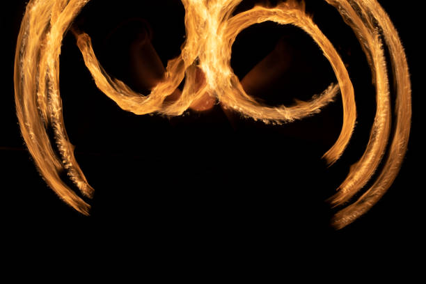 istock Fire on black background. Lines of flame. Fuel combustion. 1407687270