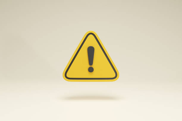 istock 3D Rendering Warning sign and Traffic Icon Symbols Yellow Front View 1407689622