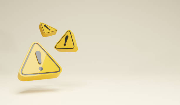 3D Rendering Warning sign and Traffic Icon Symbols Yellow Horizontal View