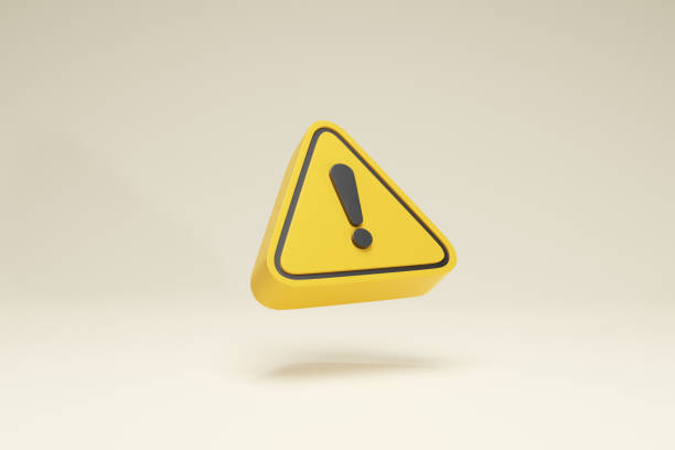 istock 3D Rendering Warning sign and Traffic Icon Symbols Yellow Perspective View 1407689628