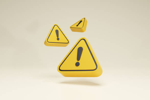 istock 3D Rendering Warning sign and Traffic Icon Symbols Yellow Perspective Set View 1407689629