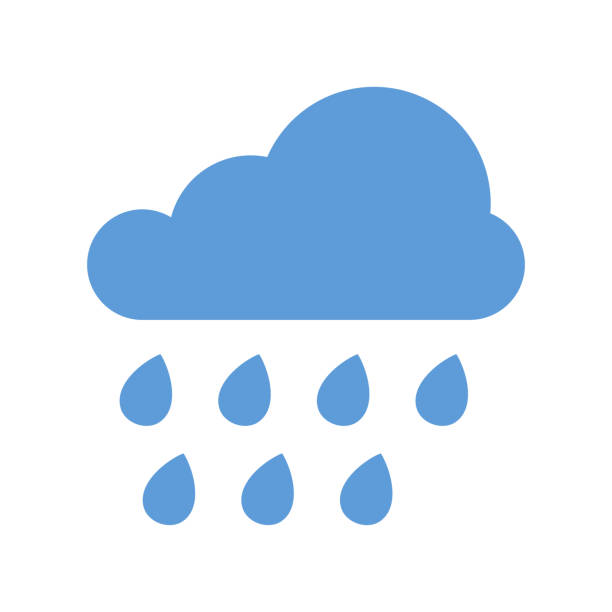 Blue cloud with rain drops. Flat vector icon. Blue cloud with rain drops. Flat vector icon. landscape scenery clipart stock illustrations