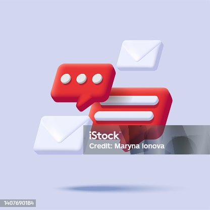 istock 3d isometric composition with digital email icons of envelope and message boxes 1407690184
