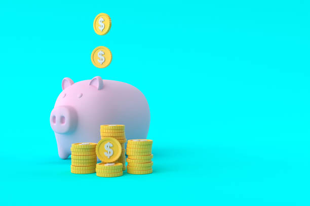 istock Savings money banner design. 3D background. 1407696192