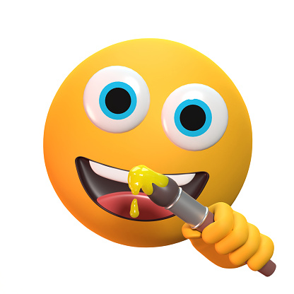 Back to School emoji concept while student is working with a paintbrush in art class in 3D. Easy to crop for all your design and print needs.