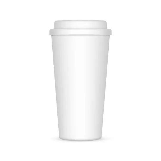 Vector illustration of Tall Coffee Cup Mockup, Isolated on White Background