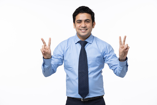 Young business man in white background