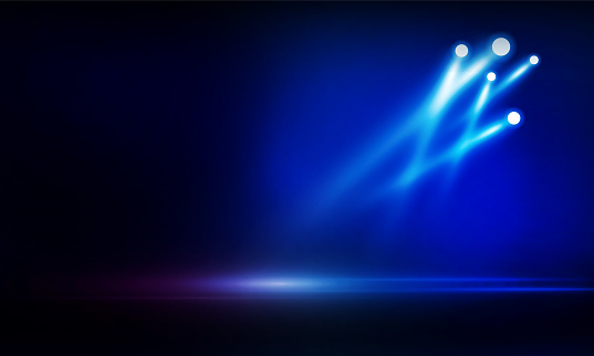Magenta blue lights on the stage light floodlights vector design.