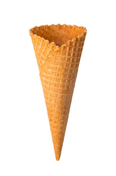 istock An empty waffle ice cream cone is isolated on a white background. 1407701366