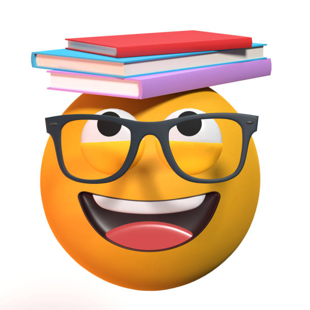 Back to School emoji concept while student is carrying books on top of his head in 3D. Easy to crop for all your design and print needs.