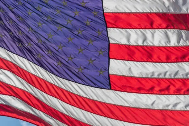 Close up of a flag of the United States of America.