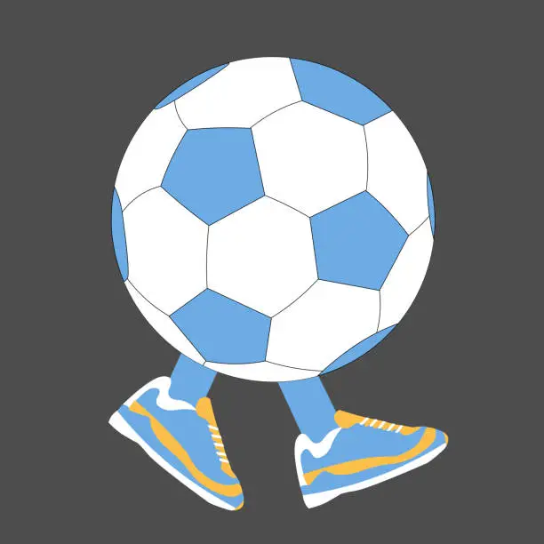 Vector illustration of Light blue and gold football