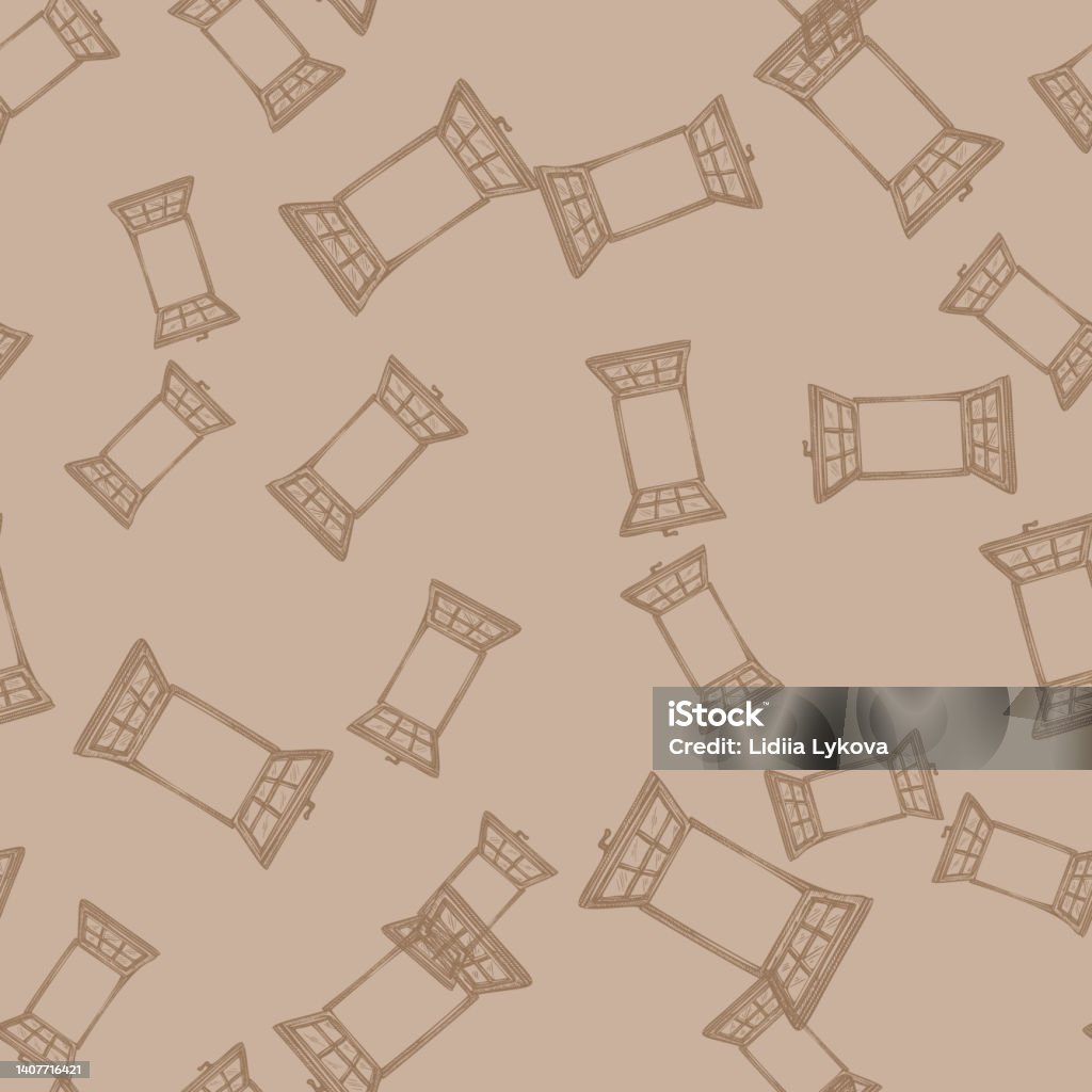 Window Frame Pattern Texture Windows Engraved Seamless Pattern Retro Frame Glass Window Hand Drawn ...