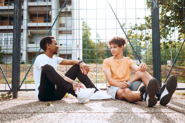 istock Friends relaxing after good basketball game 1407722232