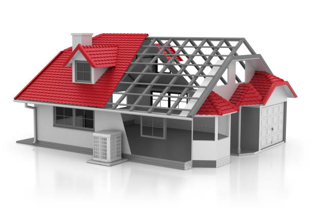 3d render. Energy efficient building isolated on white background.