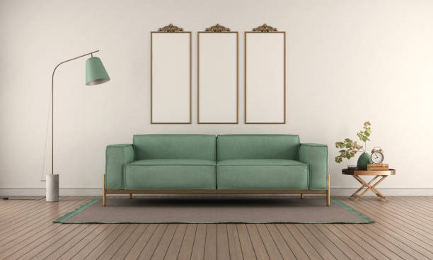 istock Elegant living room with green sofa 1407724701