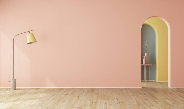 istock Empty room with pastel color wall and archway 1407724767
