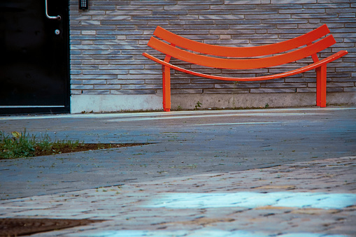 Public bench in city centre