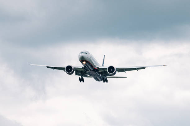 istock The plane is landing 1407727454
