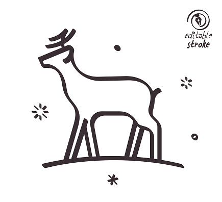 Deer hunt concept can fit various design projects. Modern and playful line vector illustration featuring the object drawn in outline style. It's also easy to change the stroke width and edit the color.
