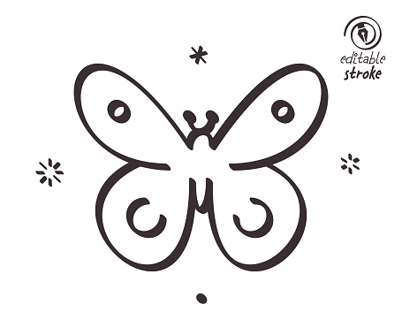 Butterfly effect concept can fit various design projects. Modern and playful line vector illustration featuring the object drawn in outline style. It's also easy to change the stroke width and edit the color.