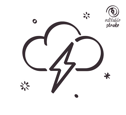 Storm disaster concept can fit various design projects. Modern and playful line vector illustration featuring the object drawn in outline style. It's also easy to change the stroke width and edit the color.