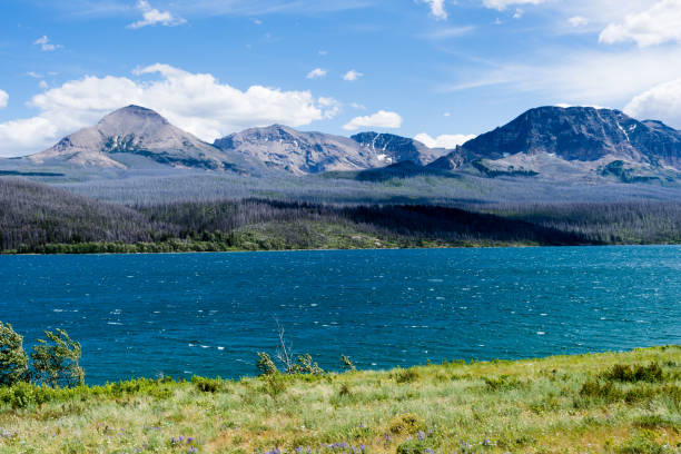 Alpine scenery on the eastside of Glacier National Park, Montana, USA stock photo
