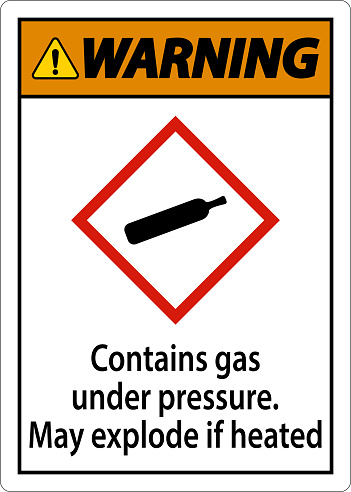 Warning Contains Gas Under Pressure GHS Sign On White Background