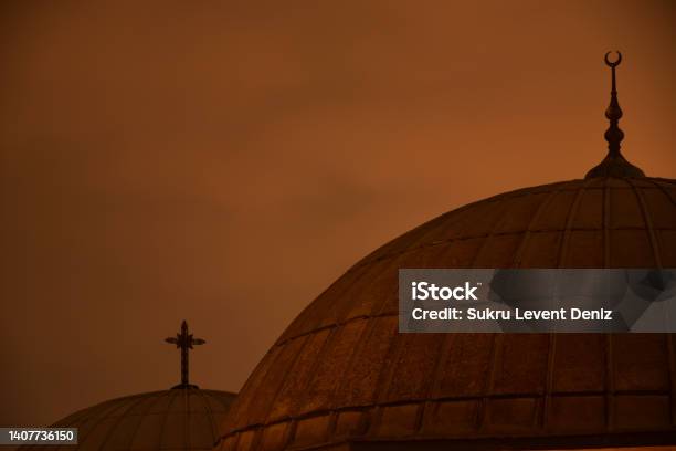 Surp Krikor Lusavoric Church And Kuzguncuk Mosque Stock Photo - Download Image Now - Christianity, Istanbul, Türkiye - Country