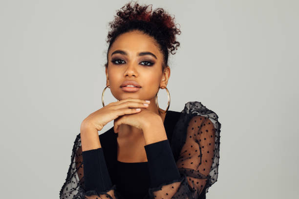 istock Beautiful afro woman with perfect make-up 1407737328