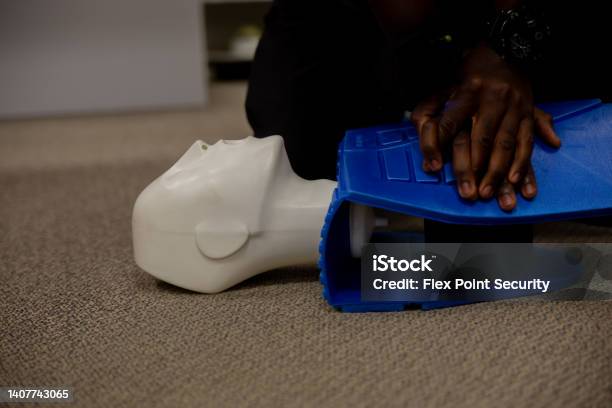 Security Guard Training For Cpr First Aid With The Aed Stock Photo - Download Image Now