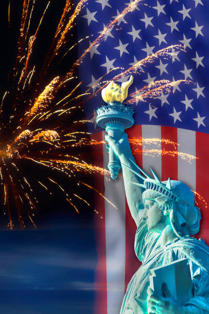 istock Lady Liberty by rockets red glare. 1407745083