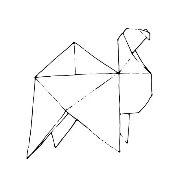 Vector illustration of Illustration of origami paper beast. Clipart camel