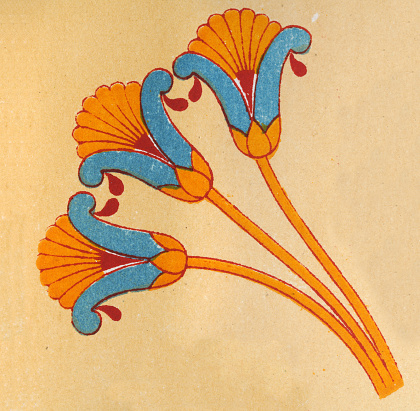 Vintage illustration, Ancient Egyptian decorative art, Lotus flower
