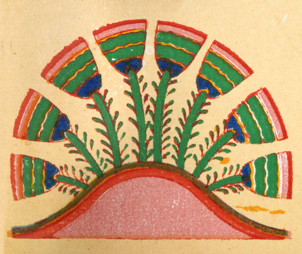 Vintage illustration, Ancient Egyptian art representation of desert plants and flowers