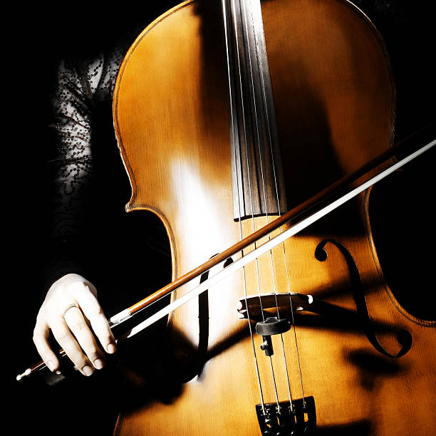 istock Cello musical instrument with cellist hand 140774884