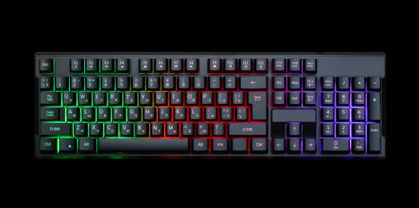 istock Gaming keyboard with RGB light on black 1407760075