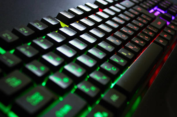 istock Gaming keyboard with RGB light on black 1407760078