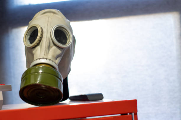 close-up of a gas mask