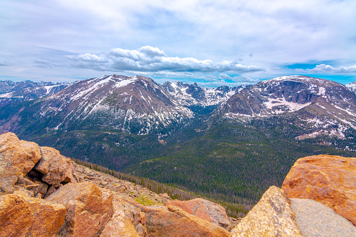 Snow Capped Mountain Overlook in Rocky Mountains
