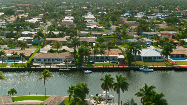 istock Waterfront Homes in Pompano Beach, FL - Drone Shot 1407763165