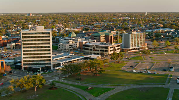 Drone Shot of Downtown Lake Charles, LA