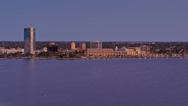 istock Downtown Lake Charles at Twilight  - Aerial 1407763402