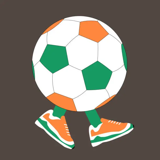 Vector illustration of Green, white and orange football