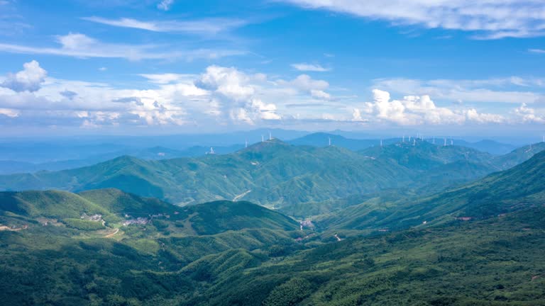 Beautiful Mountain with Moving Clouds, Aerial Time Lapse Video